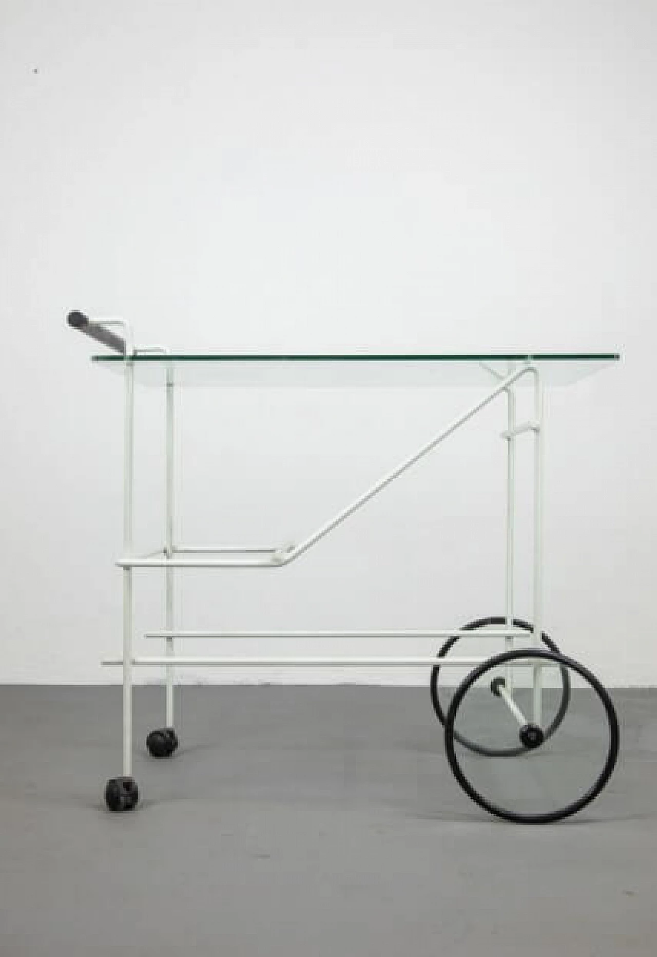 Trolley in wood, metal and glass, 80s 1261376