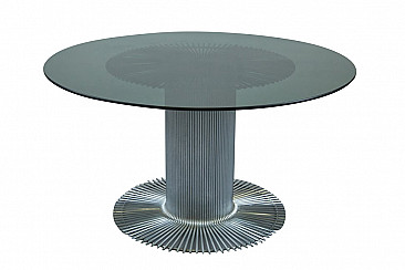 Table in glass and steel by Gastone Rinaldi for Rima, 70s