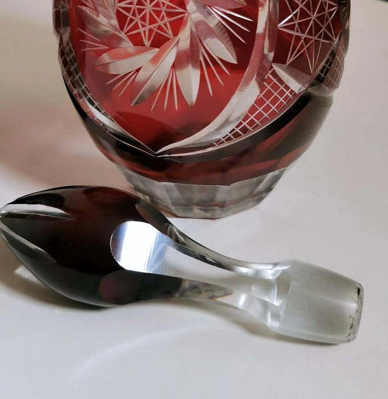 Coppia di bottiglie in stile Biedermeir in cristallo di Boemia tagliato e molato, anni '20 1261439