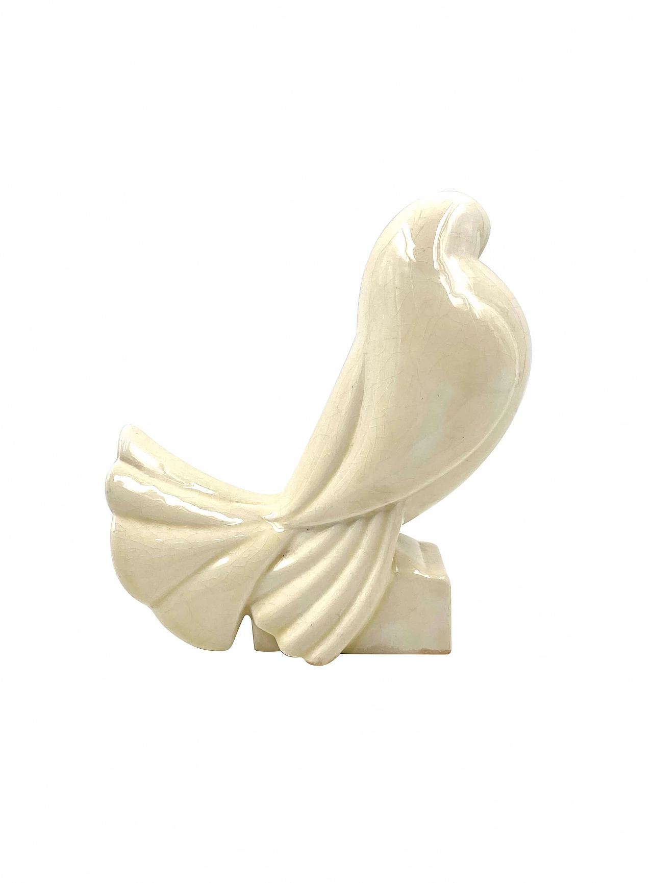 Jacques Adnet, Pigeon Blanc, cracked terracotta sculpture, France, 1925 1261566