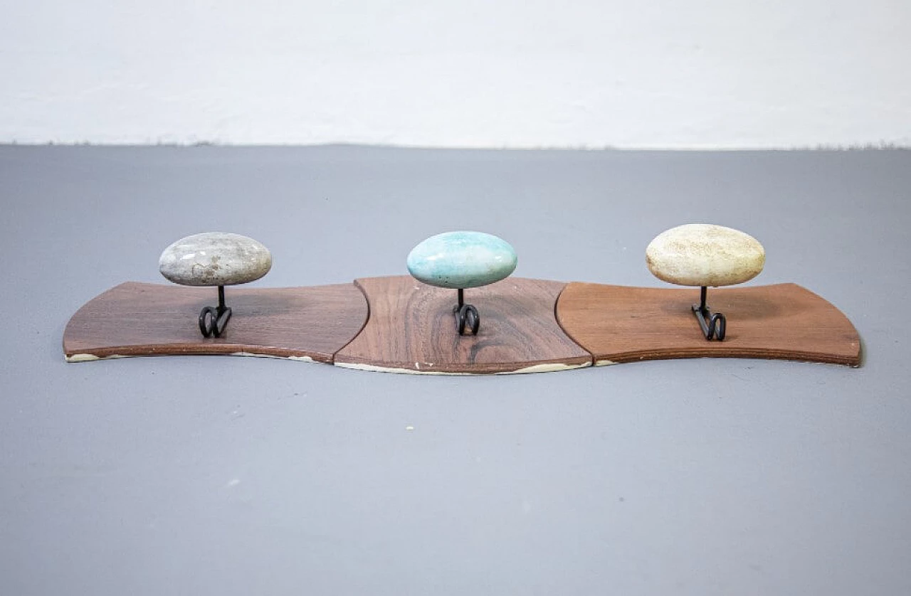 3 Interlocking coat rack in wood, metal and ceramic by Campo e Graffi for Disegno Graffi Home, 50s 1261578