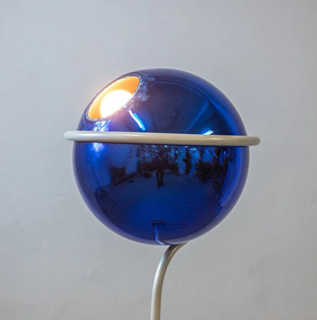 Floor lamp in the style of Reggiani in metal and blue Murano glass, 60s 1261582