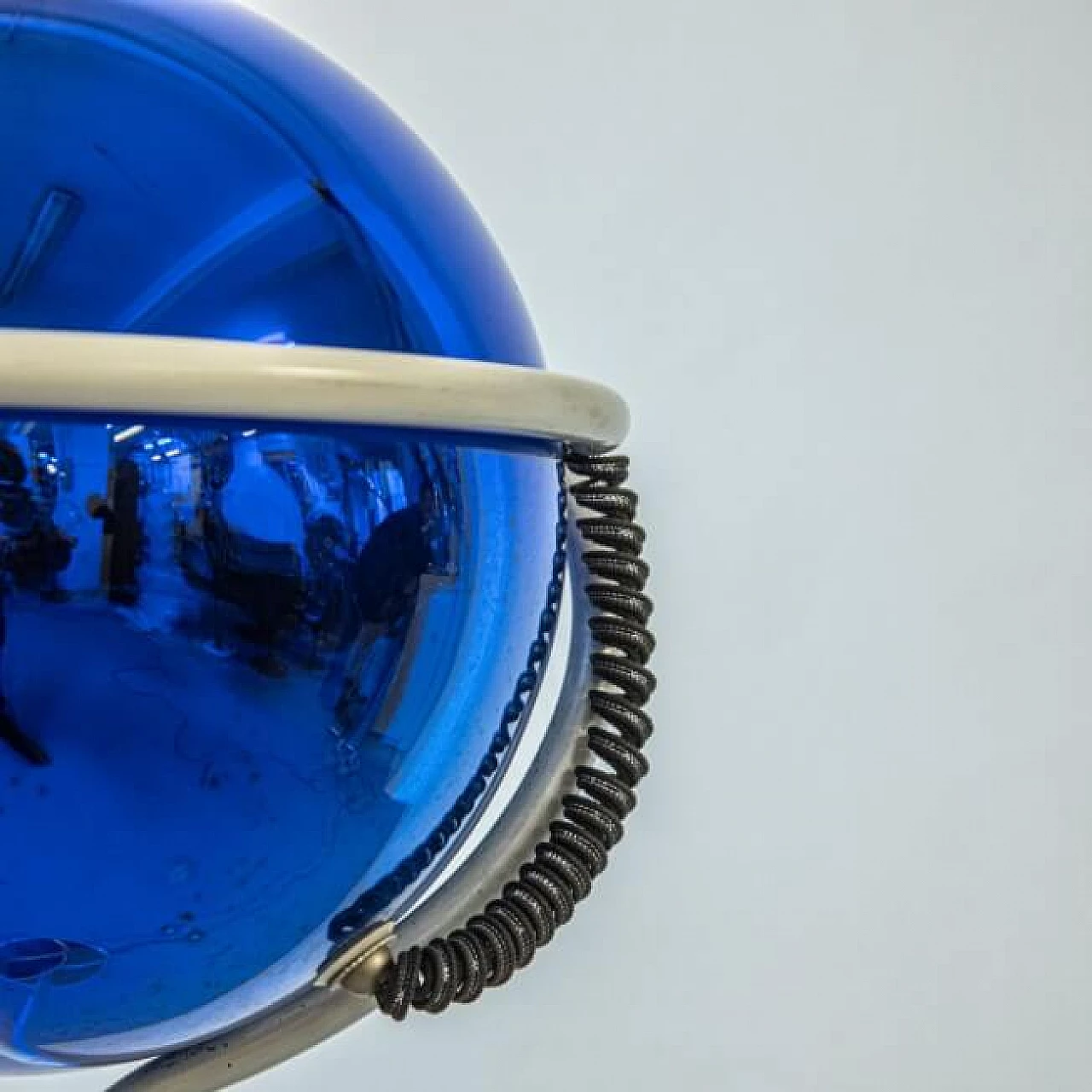 Floor lamp in the style of Reggiani in metal and blue Murano glass, 60s 1261583