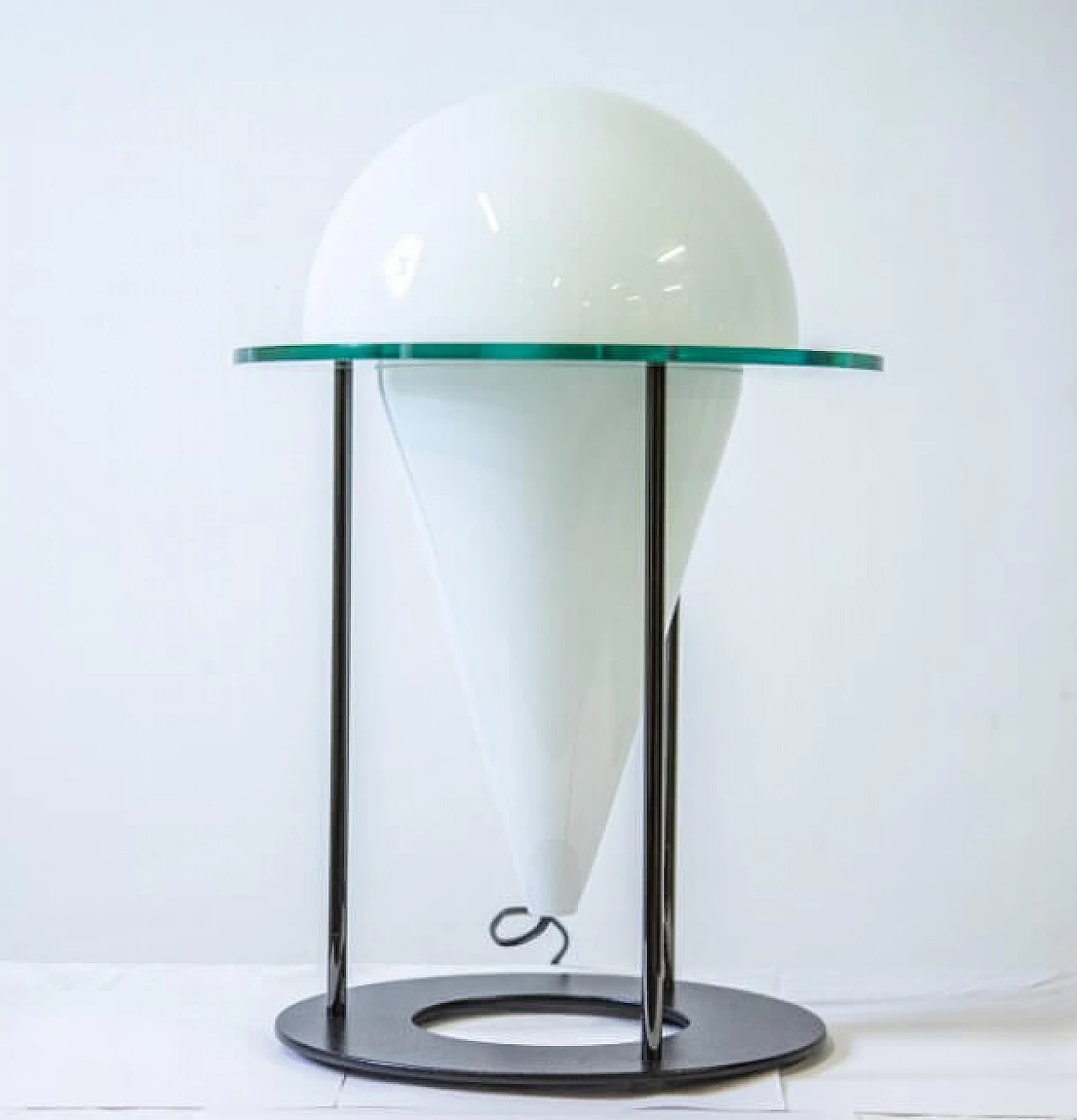 Fontana Arte style table lamp in glass and metal, 80s 1261588