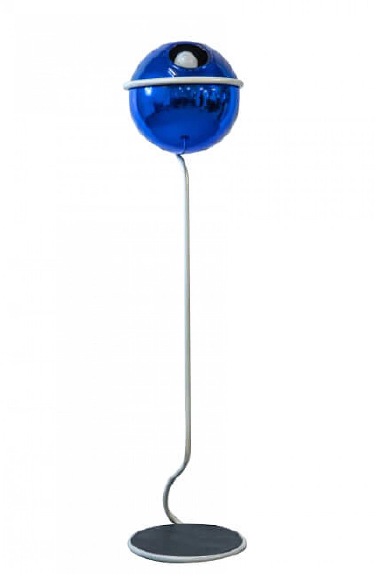 Floor lamp in the style of Reggiani in metal and blue Murano glass, 60s 1261594