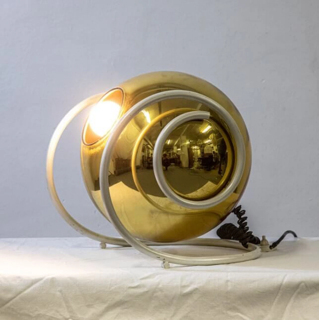 Lampada da tavolo in vetro di Murano e metallo, anni '60 1261766
