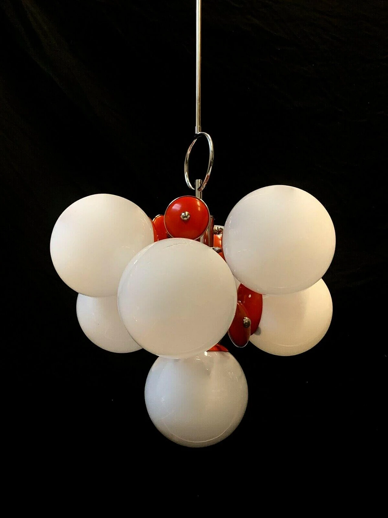 Glass and metal chandelier attributed to Stilnovo, 1950s 1261782