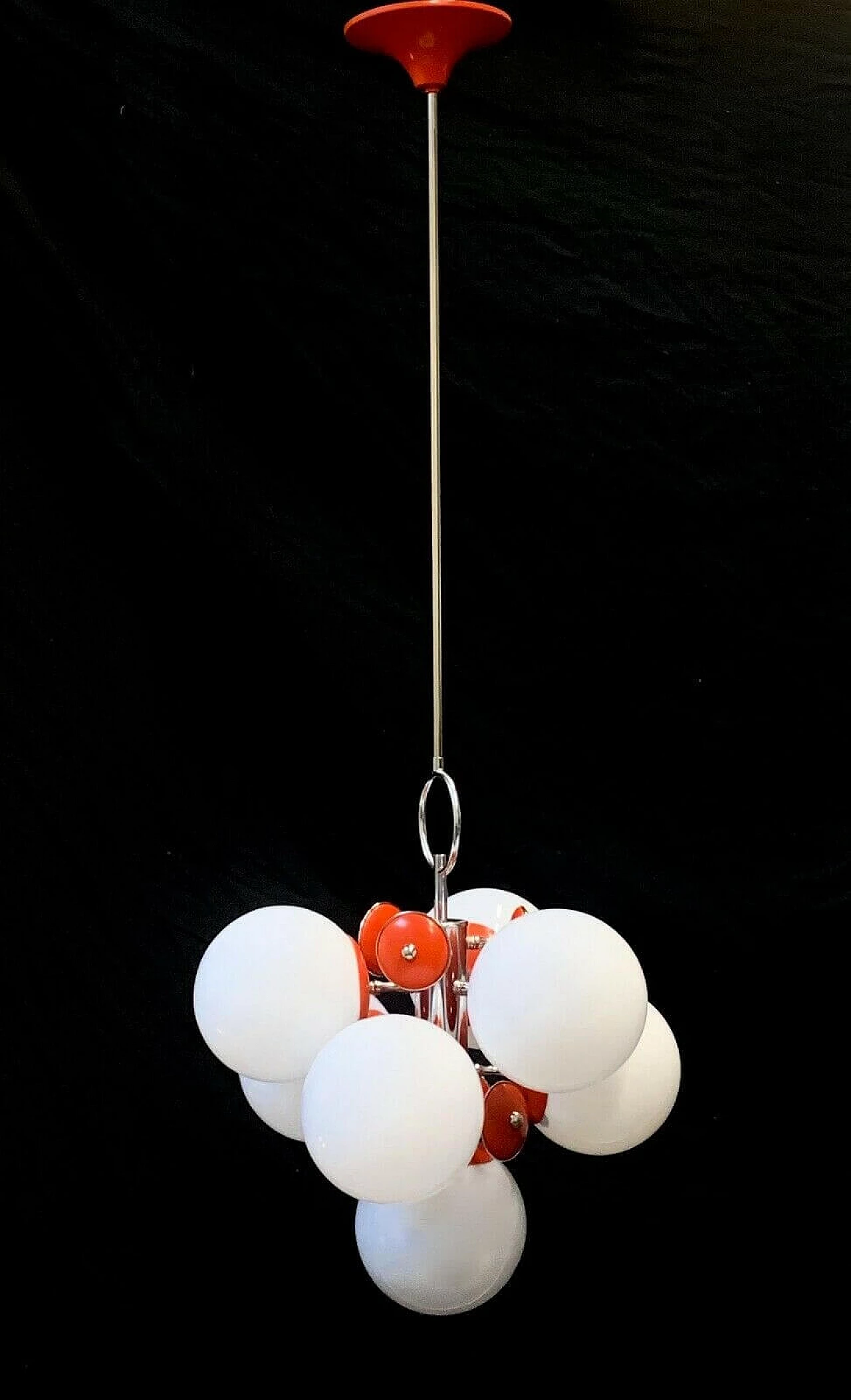 Glass and metal chandelier attributed to Stilnovo, 1950s 1261787