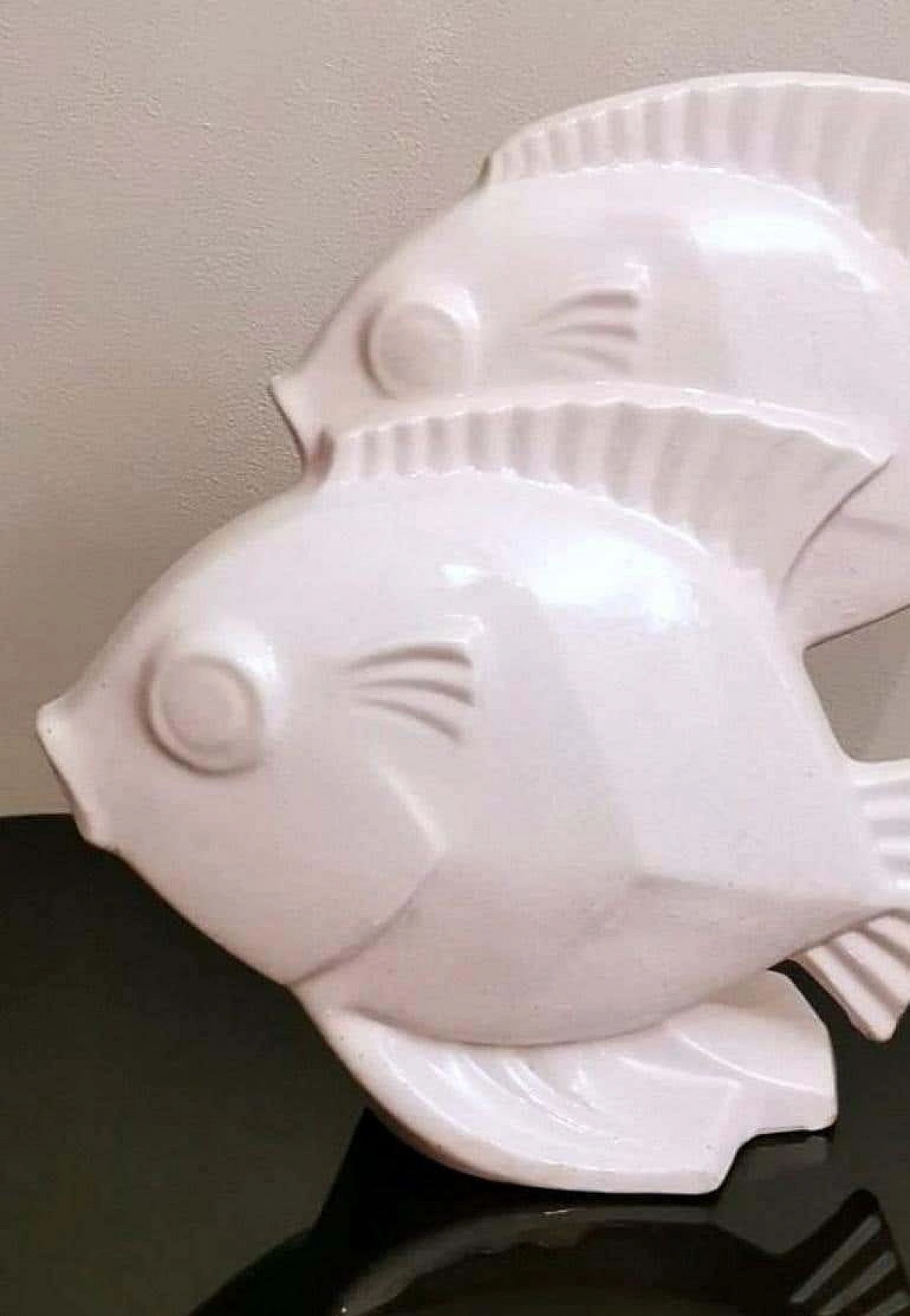 Art Deco sculpture of two fish in craquelé porcelain, 30s 1261927