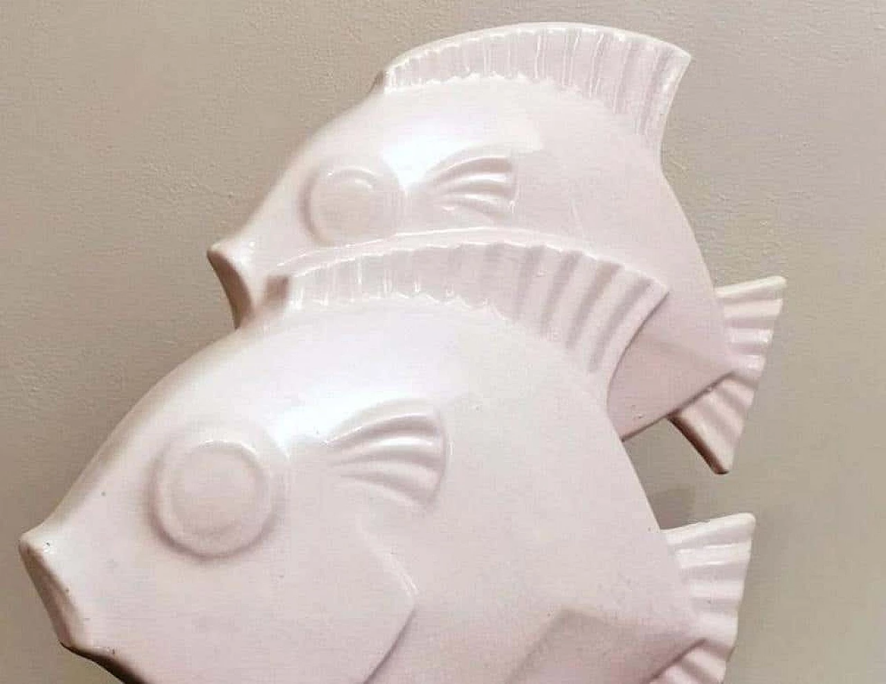 Art Deco sculpture of two fish in craquelé porcelain, 30s 1261928
