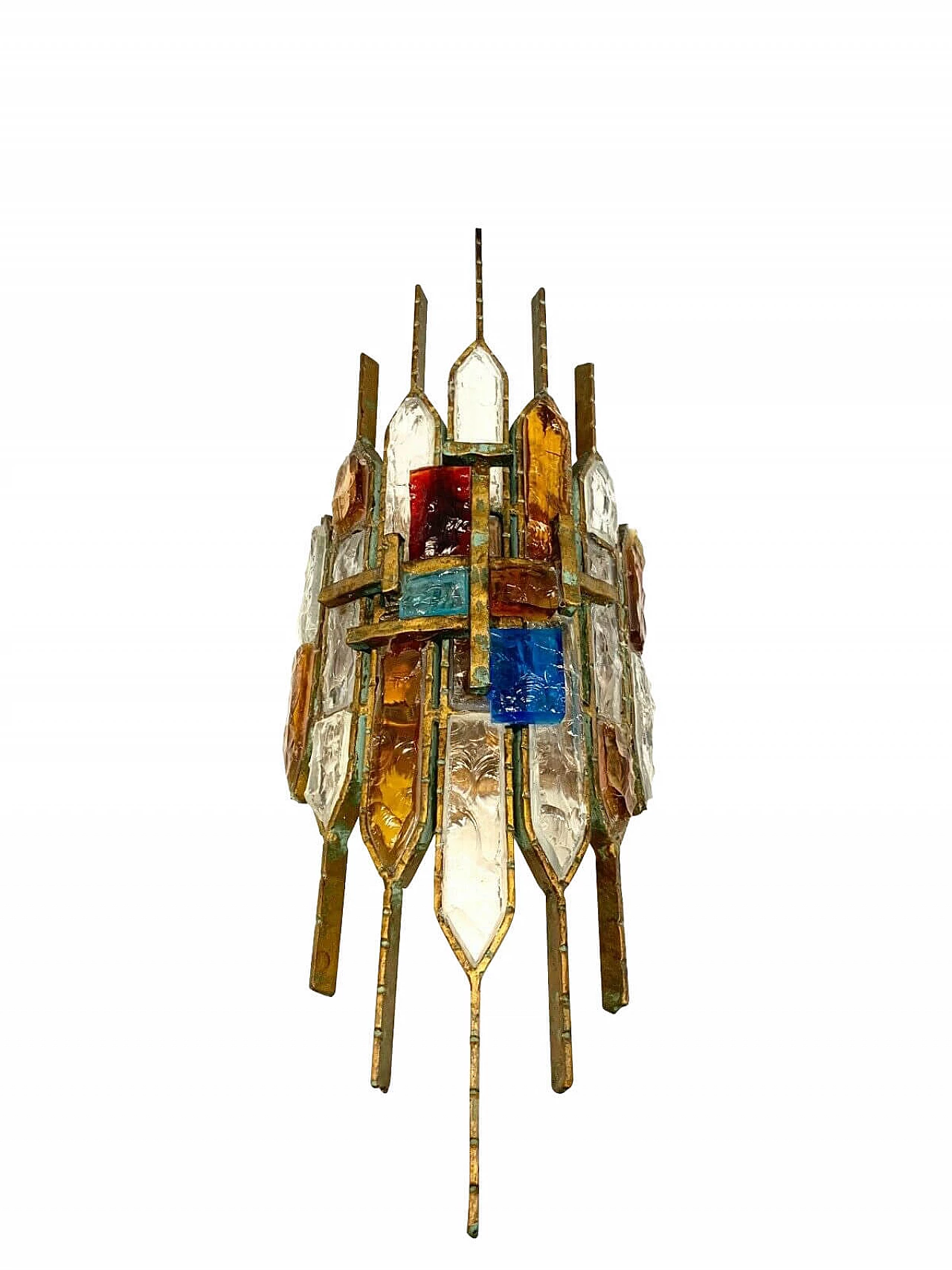 Applique in ferro battuto e vetro di Murano di Longobard, anni '60 1262007