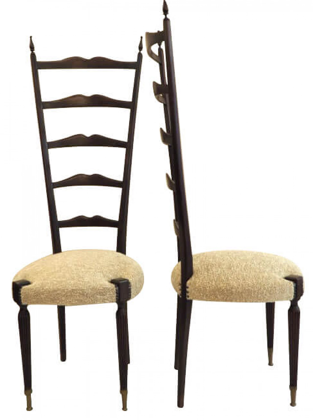 Pair of chairs in wood and fabric by Paolo Buffa, 50s 1262013