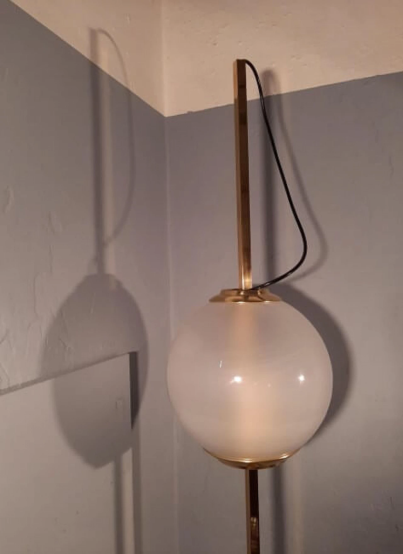 Balloon LTE10 floor lamp in brass and glass with marble base by Luigi Caccia Dominioni for Azucena, 90s 1262064
