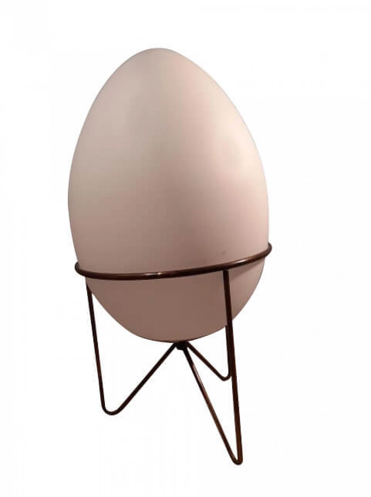 Lampada da tavolo a forma di uovo in ferro e vetro opalino in stile Stilnovo, anni '90 1262225