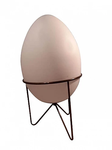 Egg-shaped table lamp in iron and opaline glass in the style of Stilnovo, 90s