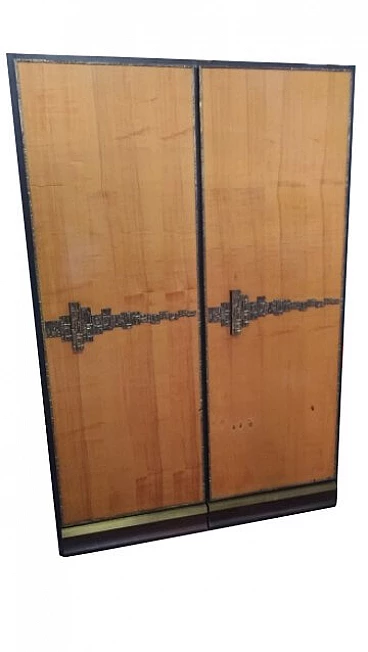 Armadio in macassar, ebano e bronzo di Luciano Frigerio per Desio, anni '50