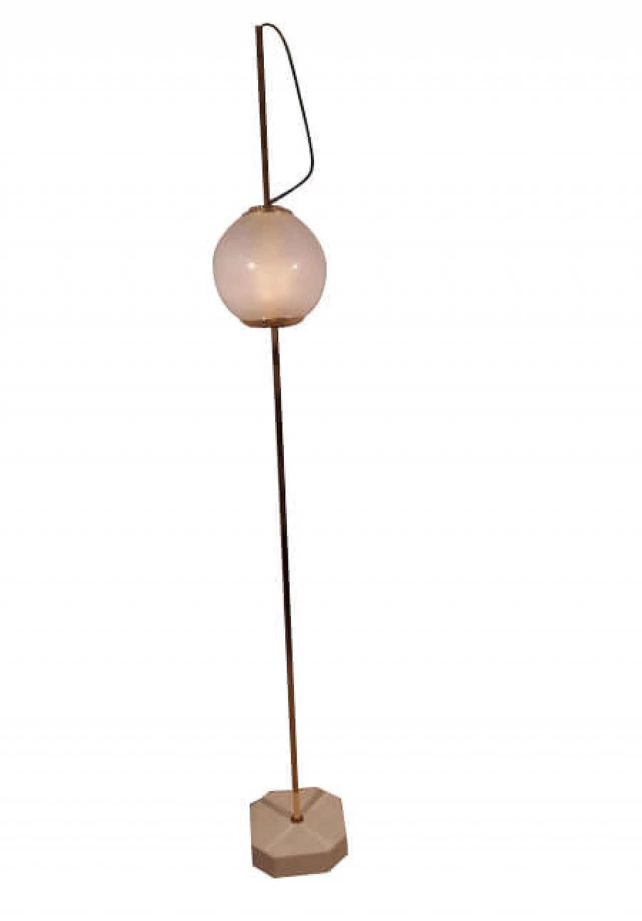 Balloon LTE10 floor lamp in brass and glass with marble base by Luigi Caccia Dominioni for Azucena, 90s 1262299