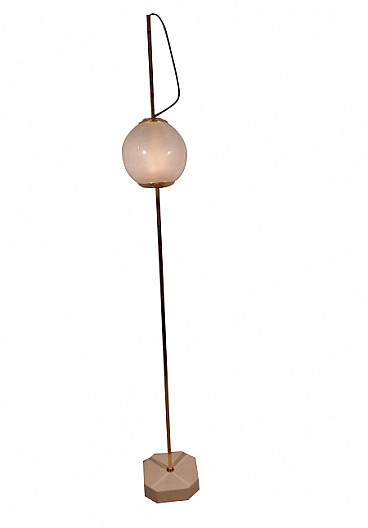 Balloon LTE10 floor lamp in brass and glass with marble base by Luigi Caccia Dominioni for Azucena, 90s
