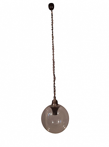 Boccia LS10 pendant lamp in iron with glass sphere by Luigi Caccia Dominioni for Azucena, 70s
