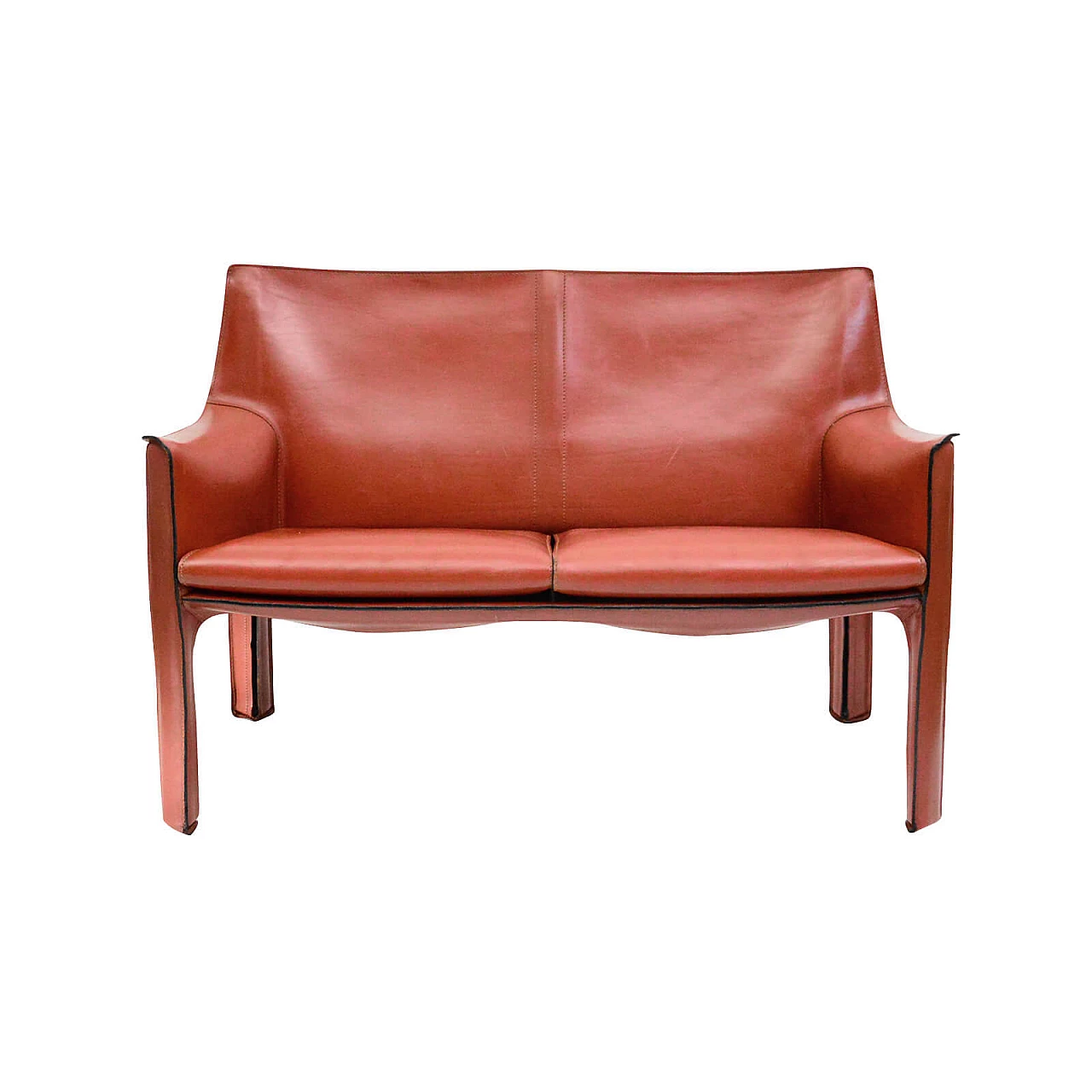 CAB 414 two-seater leather sofa by Mario Bellini for Cassina, 70s 1262620