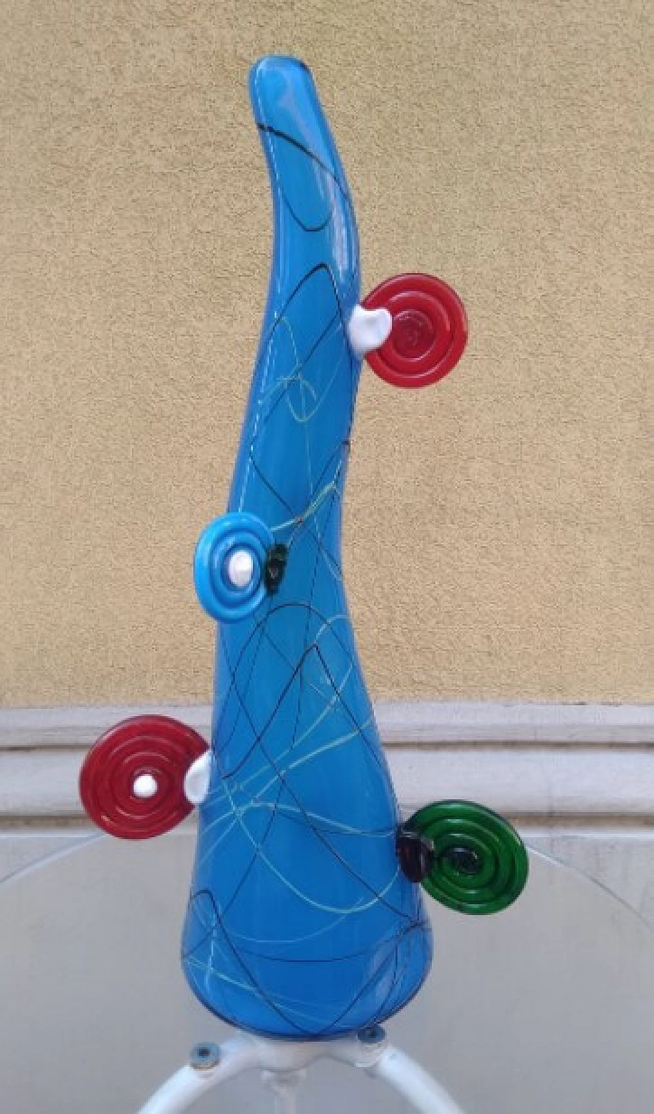 Vaso in vetro di Ettore Sottsass per Vivarini, anni '80 1262638