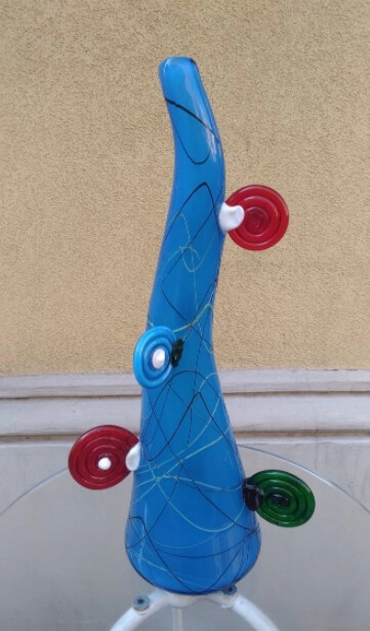 Vaso in vetro di Ettore Sottsass per Vivarini, anni '80 1262640