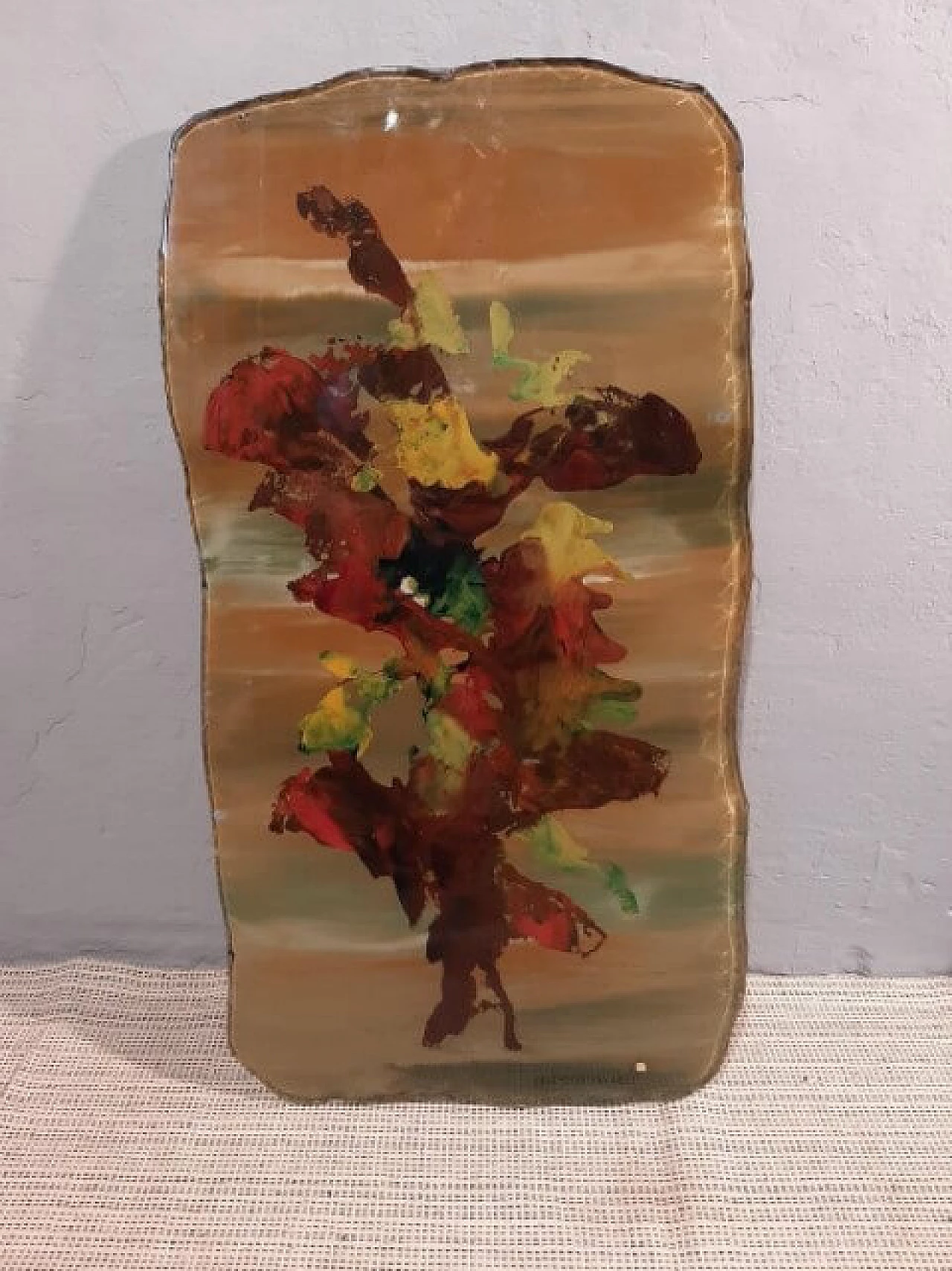 Decorative plaque with flowers in glass and iron by Duilio Barnabe for Fontana Arte, 50s 1262663