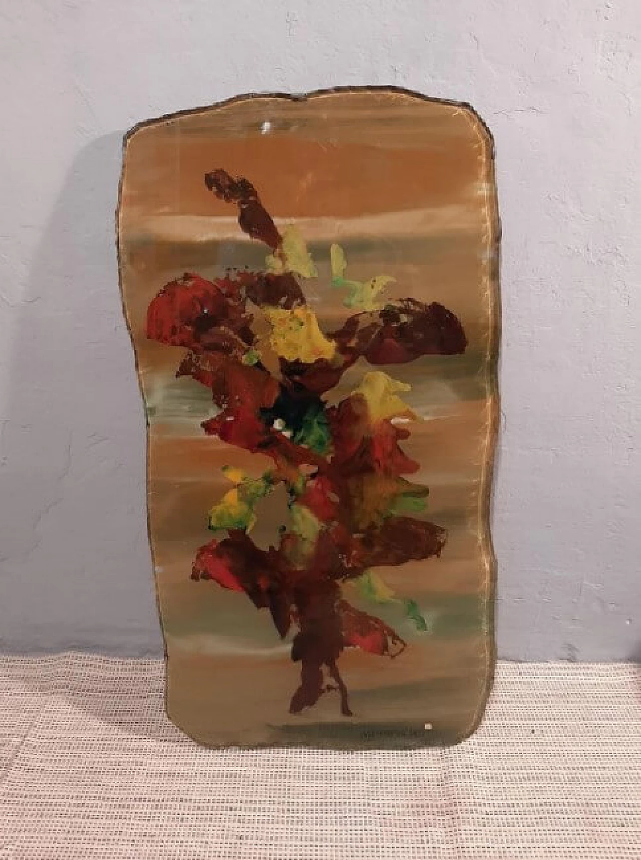 Decorative plaque with flowers in glass and iron by Duilio Barnabe for Fontana Arte, 50s 1262664
