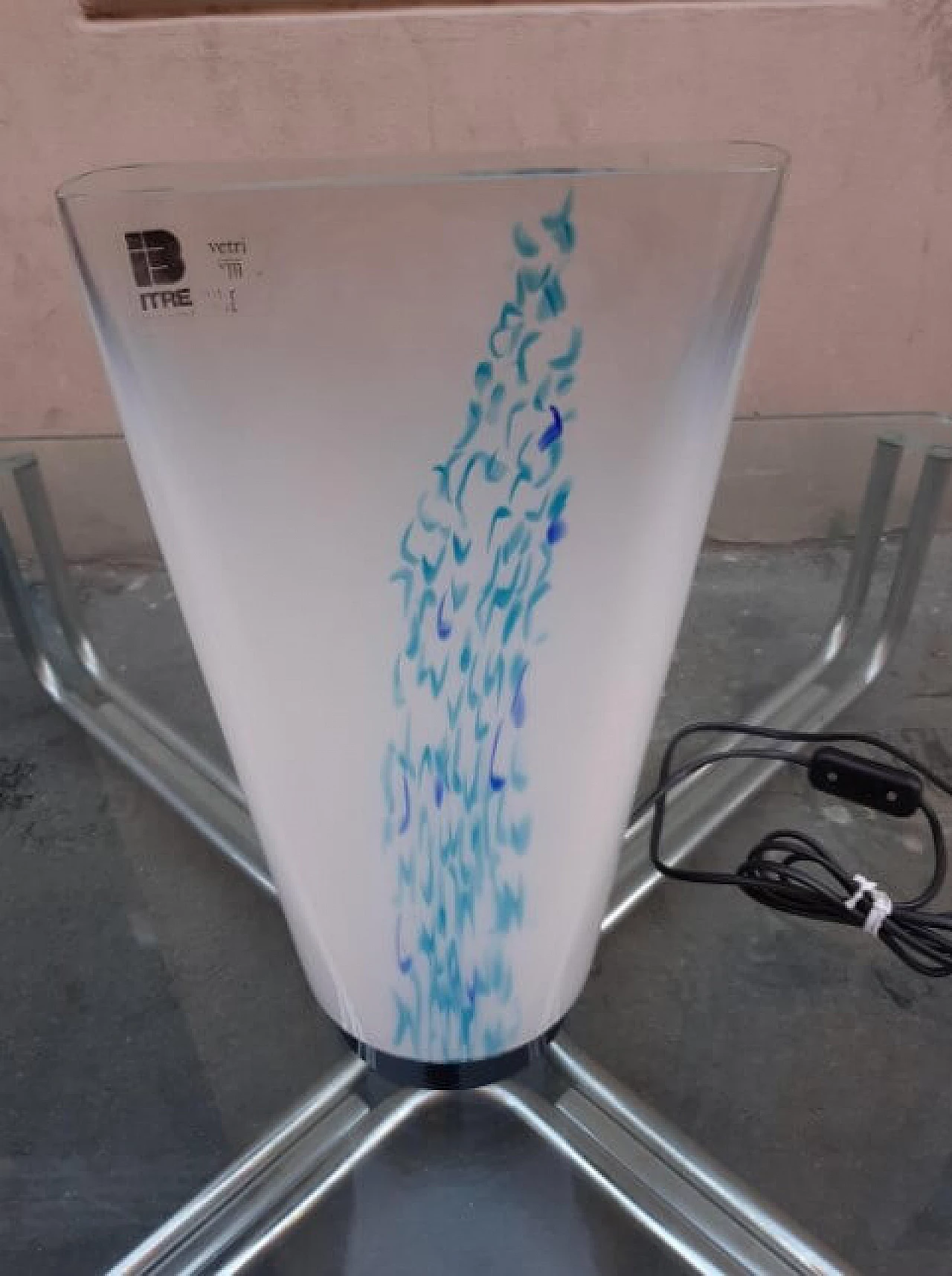 Lampada da tavolo in vetro di Murano e ferro di Itre Murano, anni '60 1262854