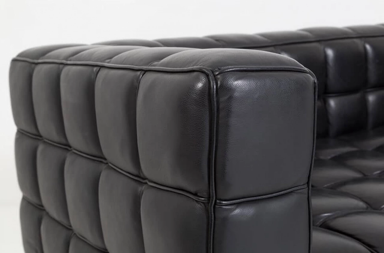 Kubus sofa in black leather and wood by Josef Hoffmann for Franz Wittman, 70s 1262869