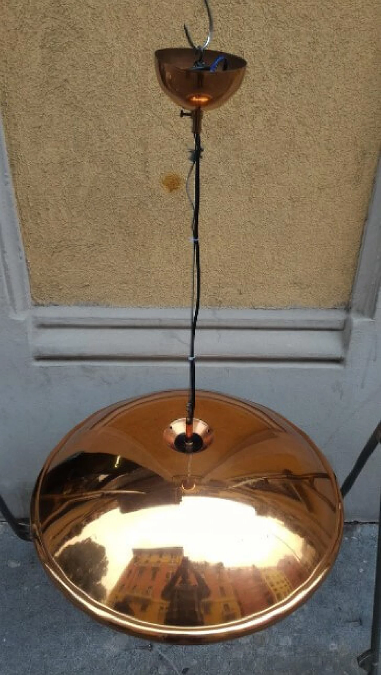 Ceiling lamp in copper and iron, 70s 1262880