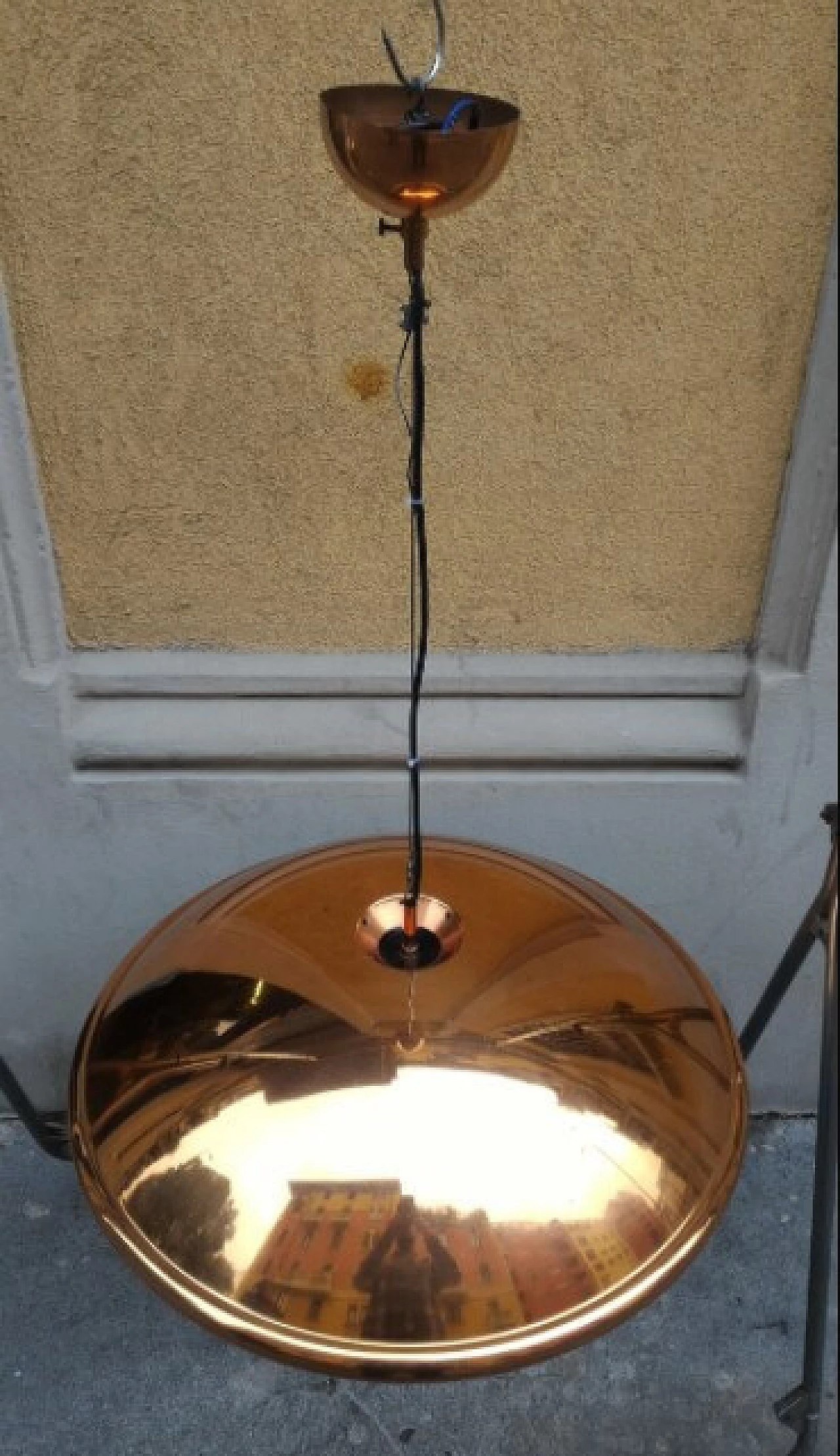Ceiling lamp in copper and iron, 70s 1262883