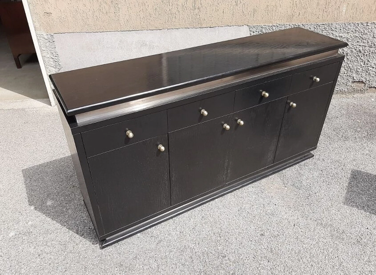 Pair of chest of drawers in ebonized wood and aluminum, 70s 1263007
