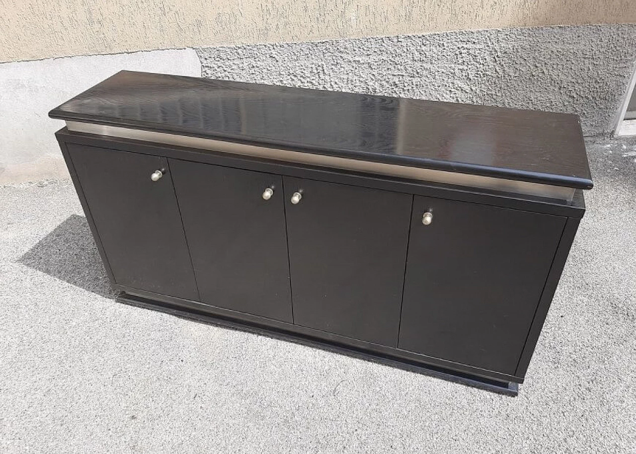 Pair of chest of drawers in ebonized wood and aluminum, 70s 1263009