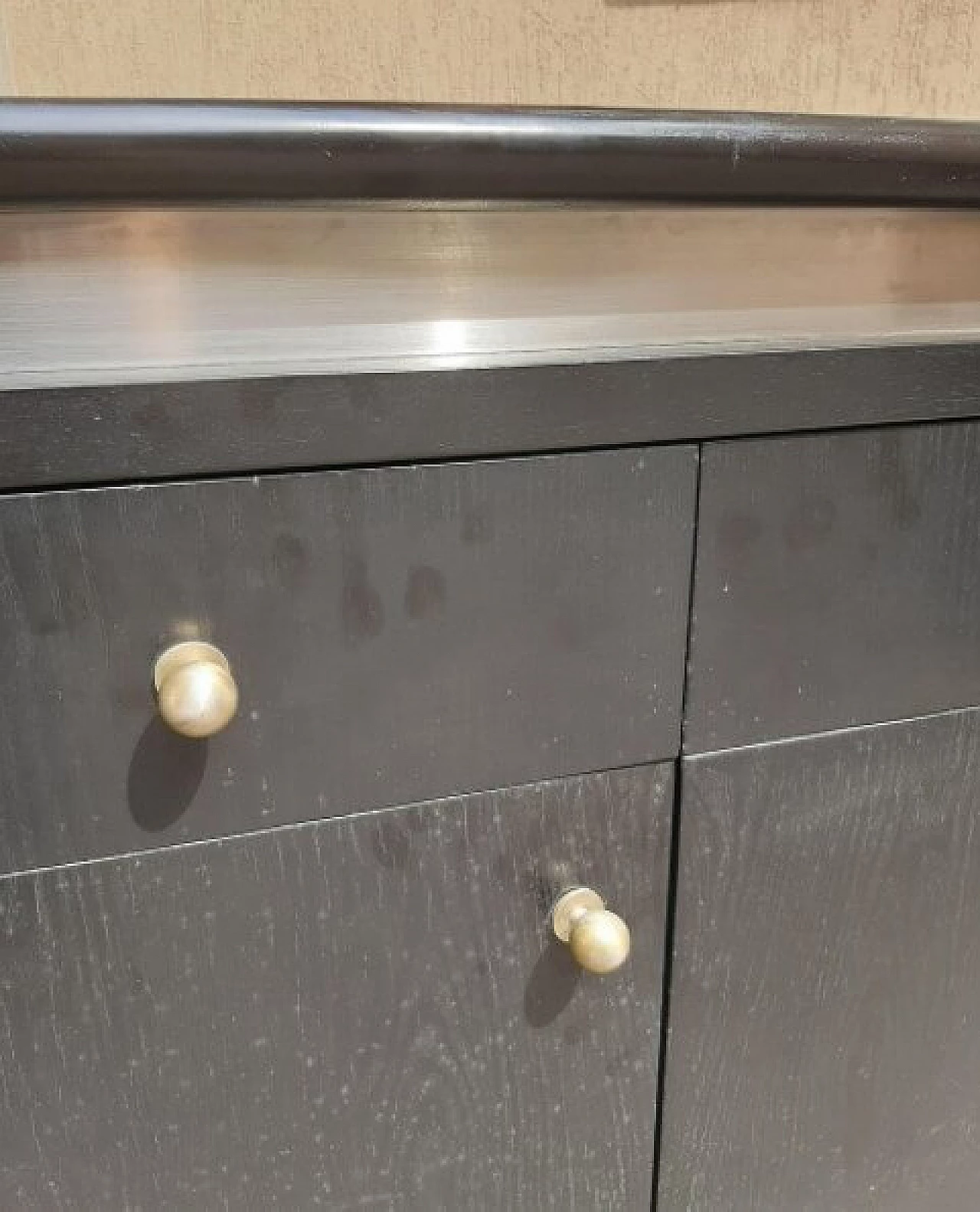 Coppia di cassettiere in legno ebanizzato e alluminio, anni '70 1263017