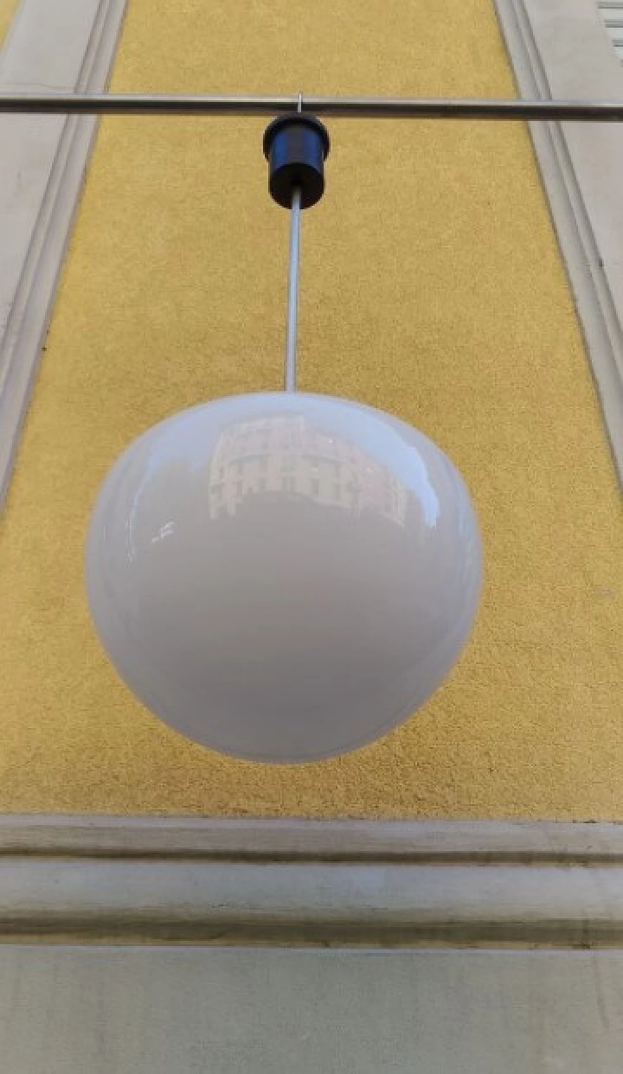 Lampada da soffitto in alluminio e vetro lattimo di Oscar Torlasco per Lumi, anni '60 1263130