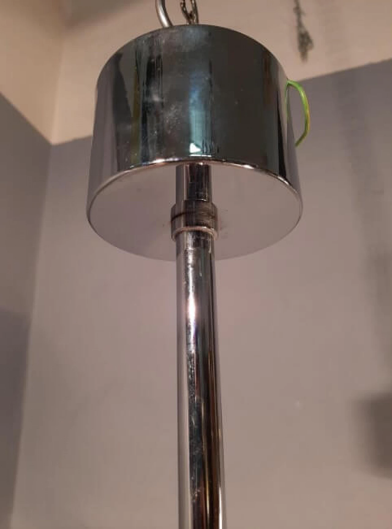 Lampada da soffitto a 15 luci in ferro cromato e vetro ghiaccio di Gaetano Sciolari per Sciolari, anni '70 1263163