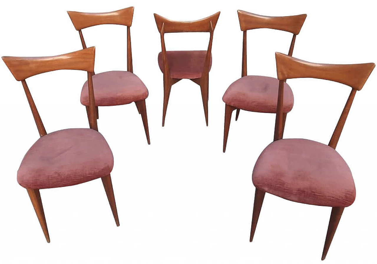 5 1954 chairs in mahogany, plywood and iron by Ico Parisi for Aribert Colombo, 50s 1263246