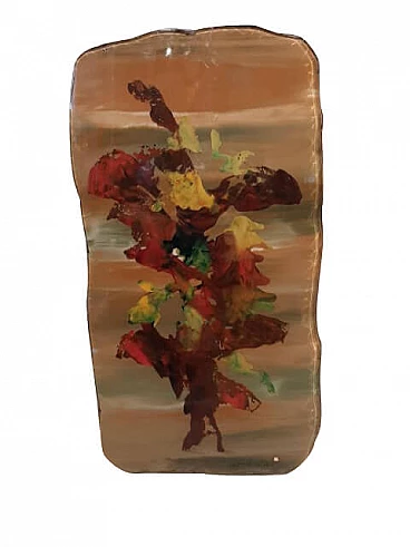 Placca decorativa con fiori in vetro e ferro di Duilio Barnabe per Fontana Arte, anni '50