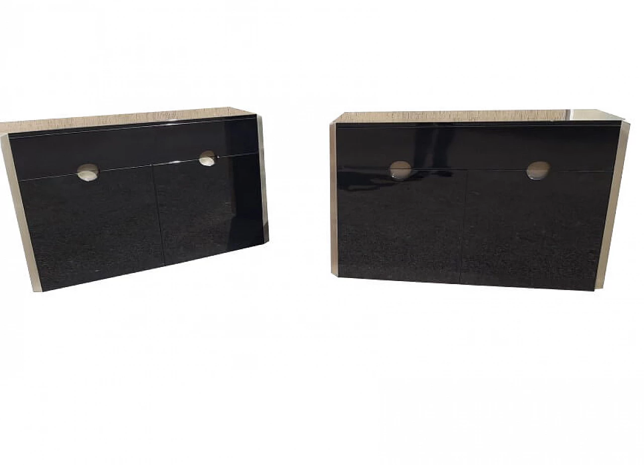 Cassettone MB3 in legno laccato nero e ottone cromato di Luigi Caccia Dominioni per Azucena, anni '60 1263276