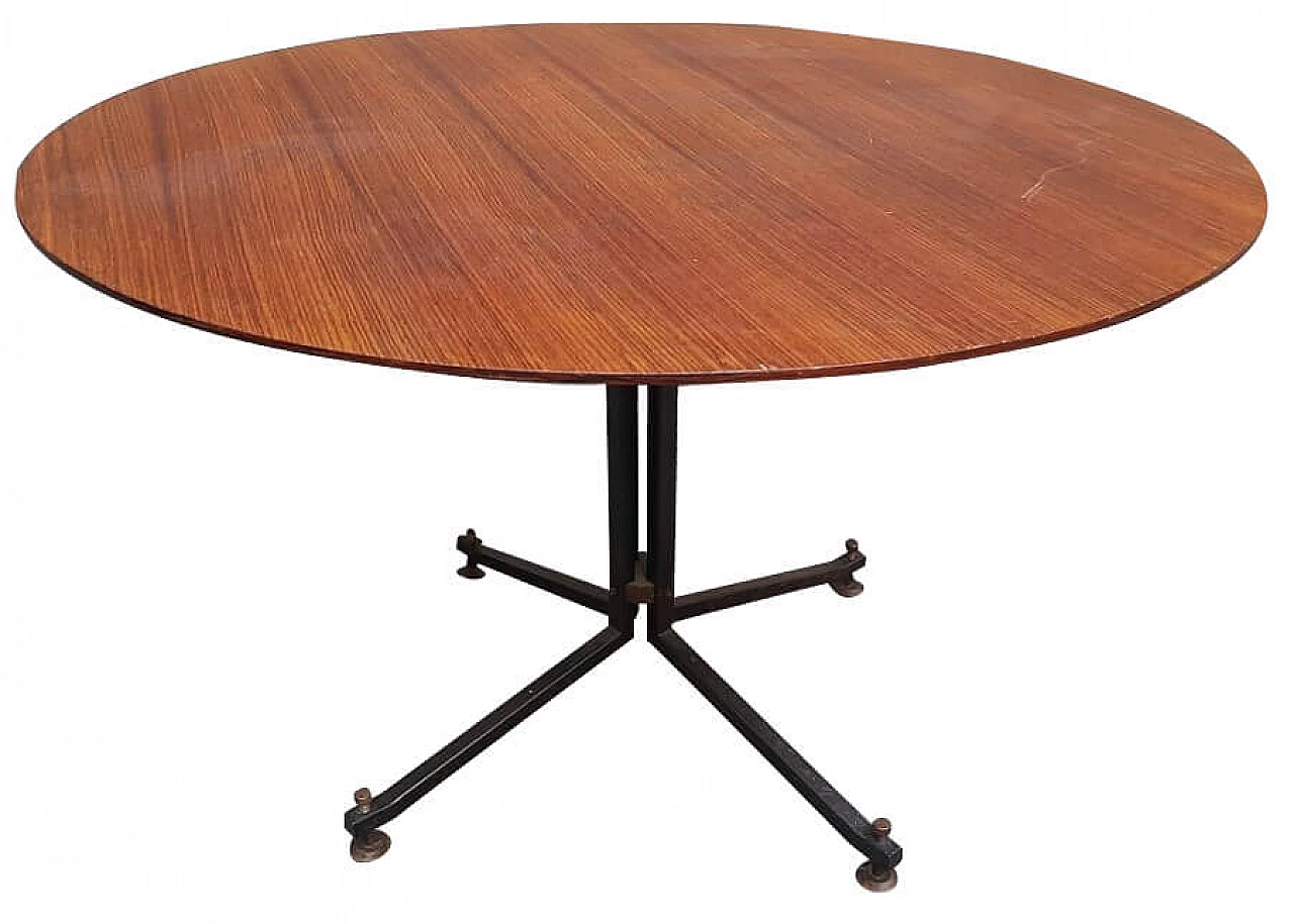 Tavolo rotondo 1955 17 in palissandro con base in ferro di Ico Parisi per Brunoli Furniture, anni '50 1263293