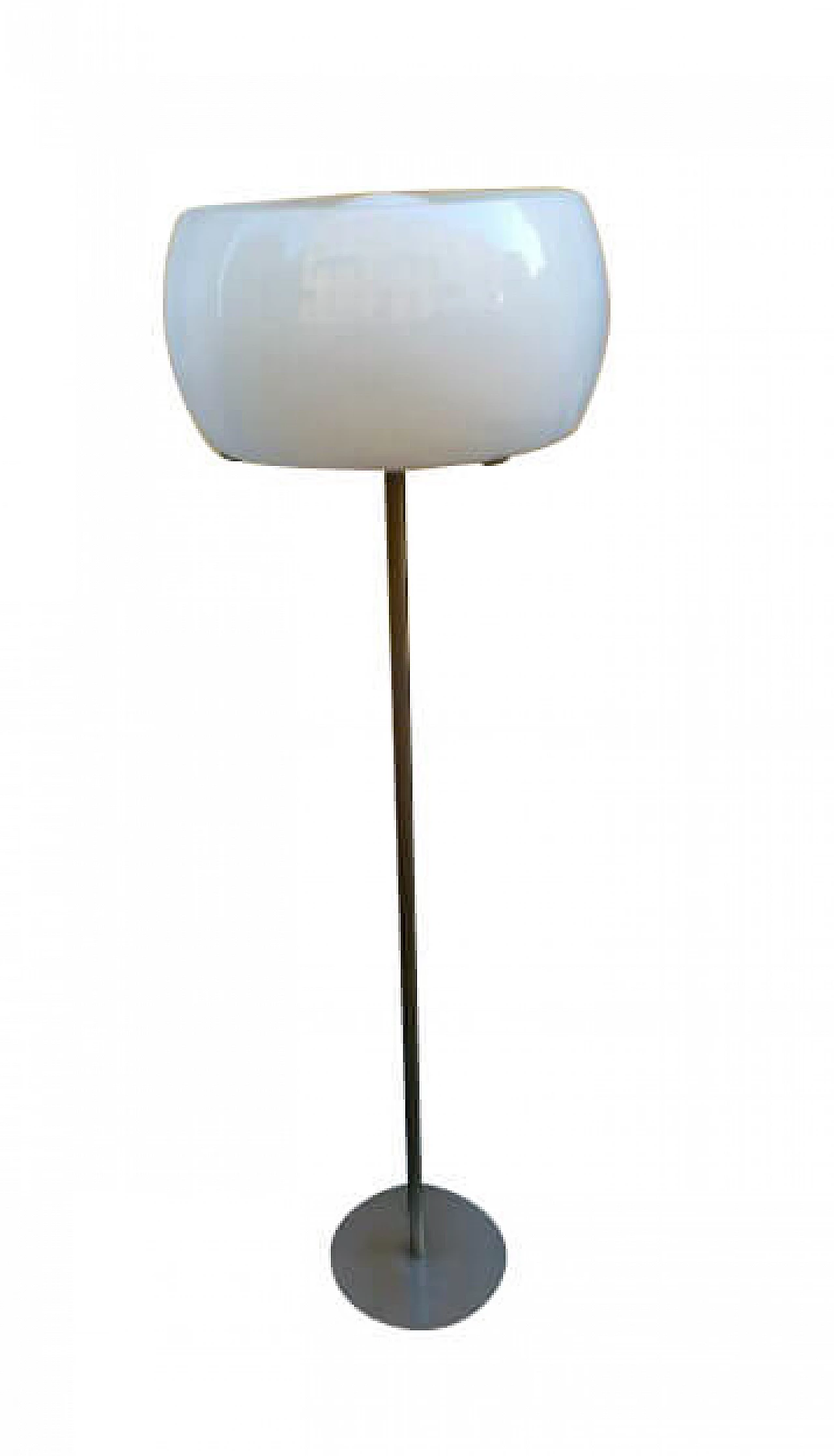 Omega floor lamp in steel and milky glass by Vico Magistretti for Artemide, 70s 1263347