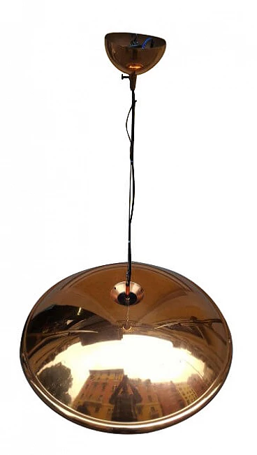 Ceiling lamp in copper and iron, 70s