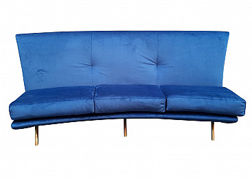 Sofa in velvet, iron and brass by Marco Zanuso for Arflex, 50s