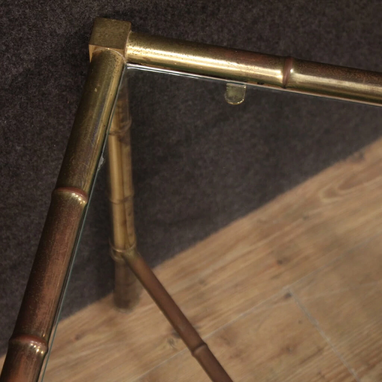 Gilded brass coffee table imitating bamboo, 60s 1263377