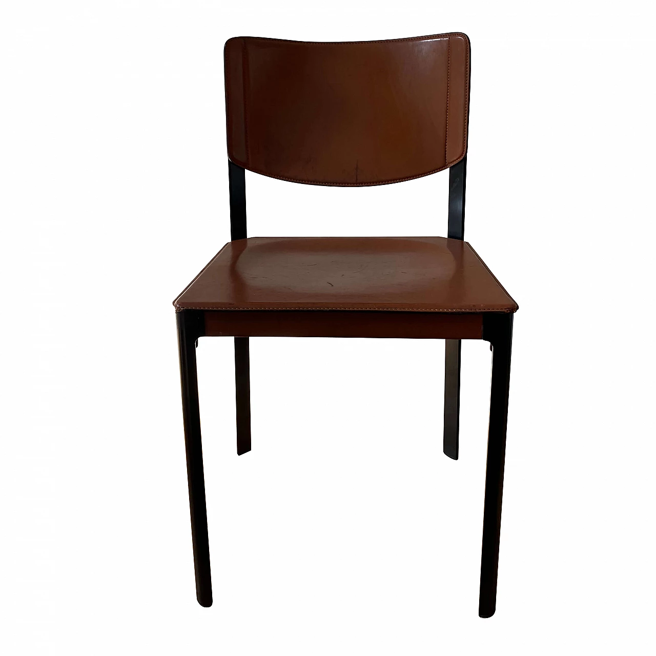 Coppia di sedie in pelle di Tito Agnoli per Matteo Grassi, anni '60 1263381