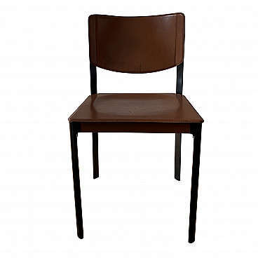 Coppia di sedie in pelle di Tito Agnoli per Matteo Grassi, anni '60