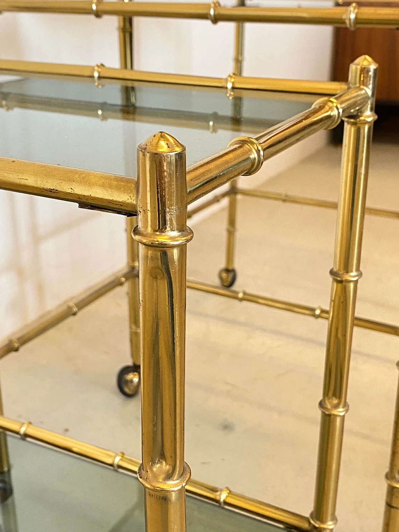 Nesting trolleys in brass and imitation bamboo, 1970s 1263521