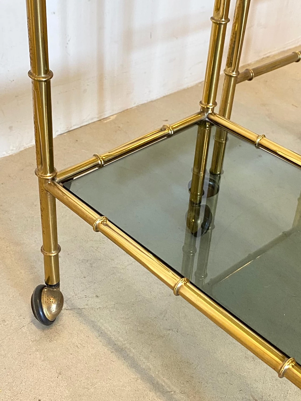 Nesting trolleys in brass and imitation bamboo, 1970s 1263522
