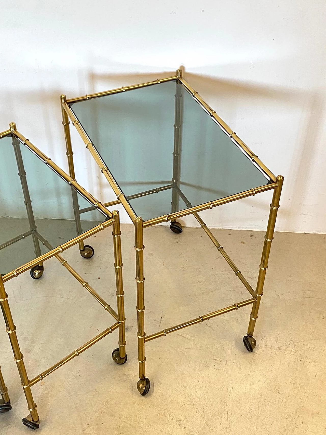 Nesting trolleys in brass and imitation bamboo, 1970s 1263524